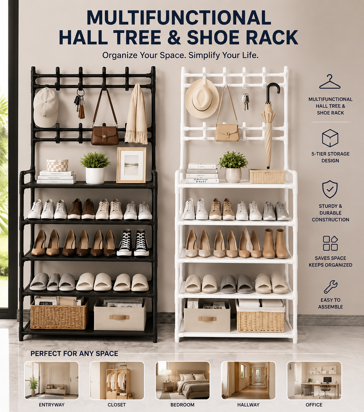 PRAKTIKO SpaceRack™ — 5-Tier Entryway Organizer