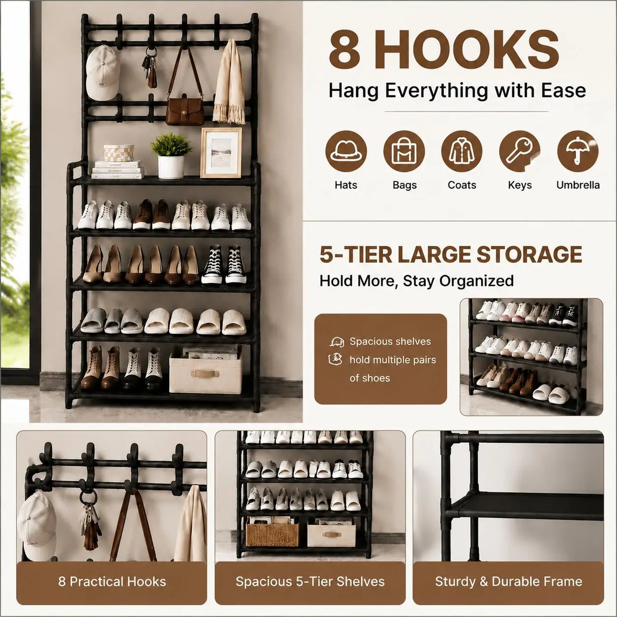PRAKTIKO SpaceRack™ — 5-Tier Entryway Organizer
